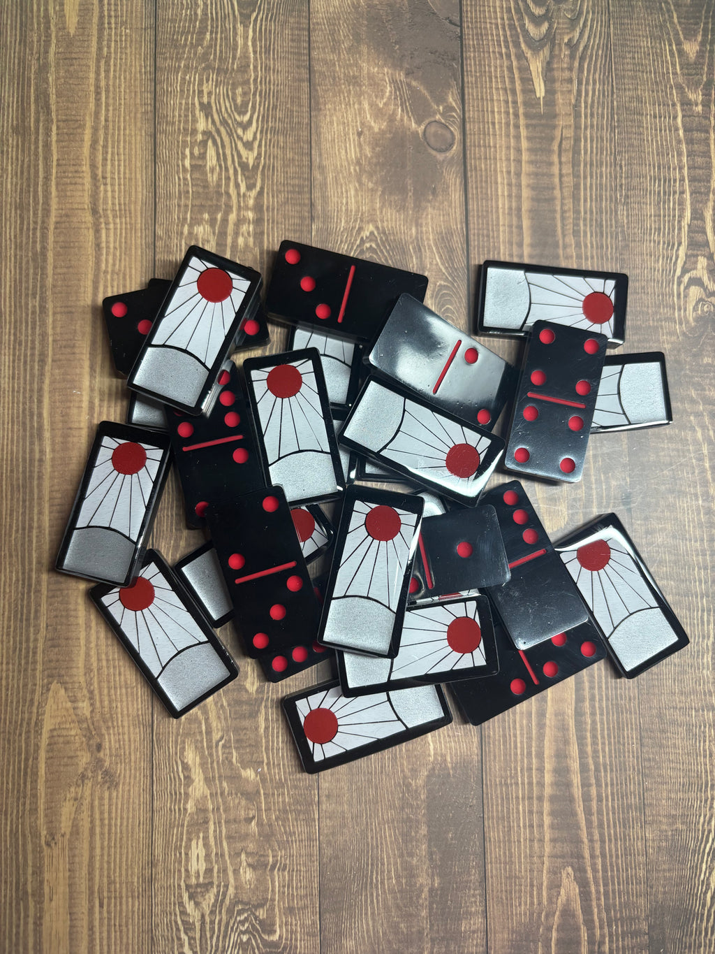Black, White and red Hanafuda dominoes