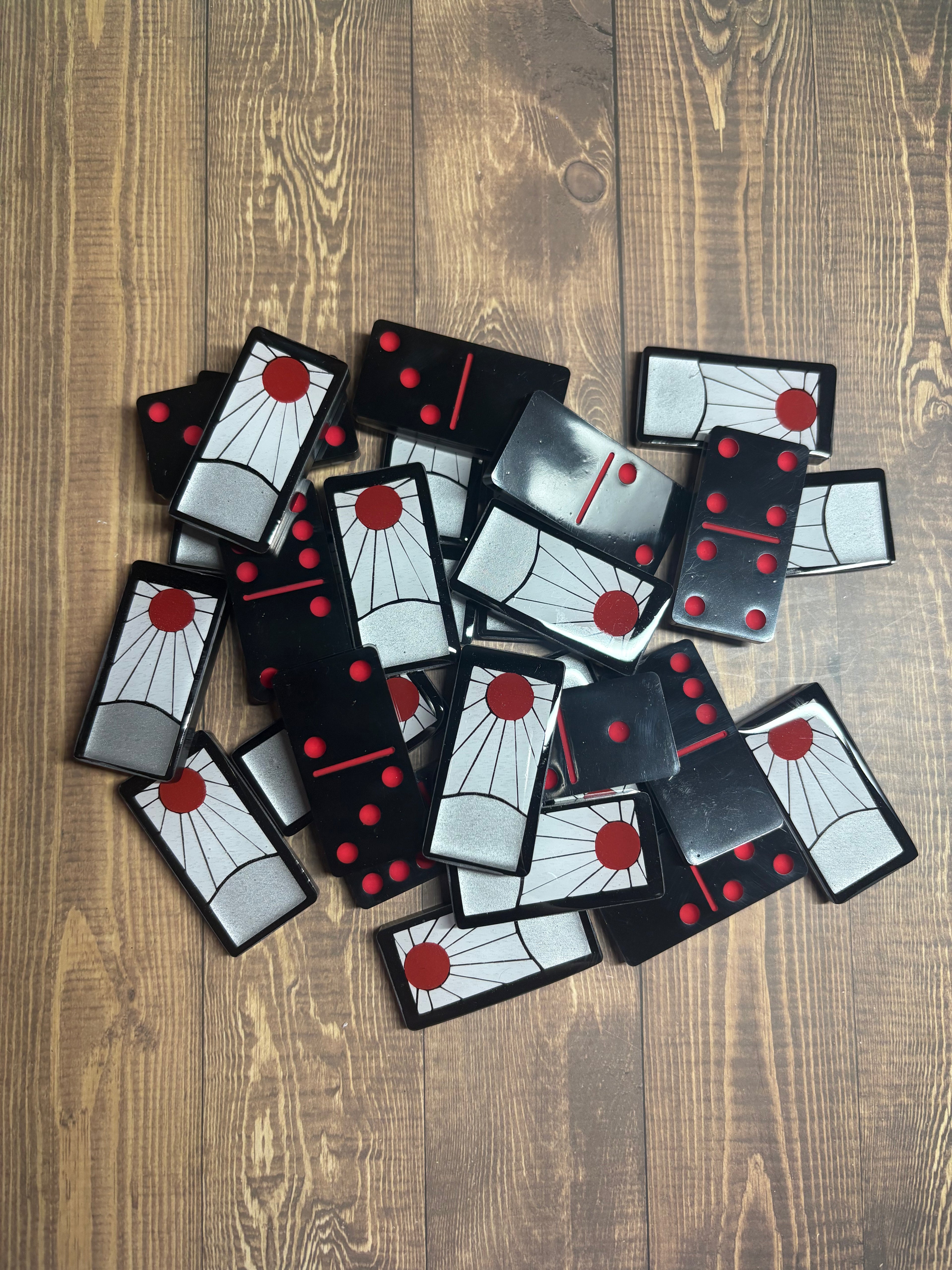Black, White and red Hanafuda dominoes