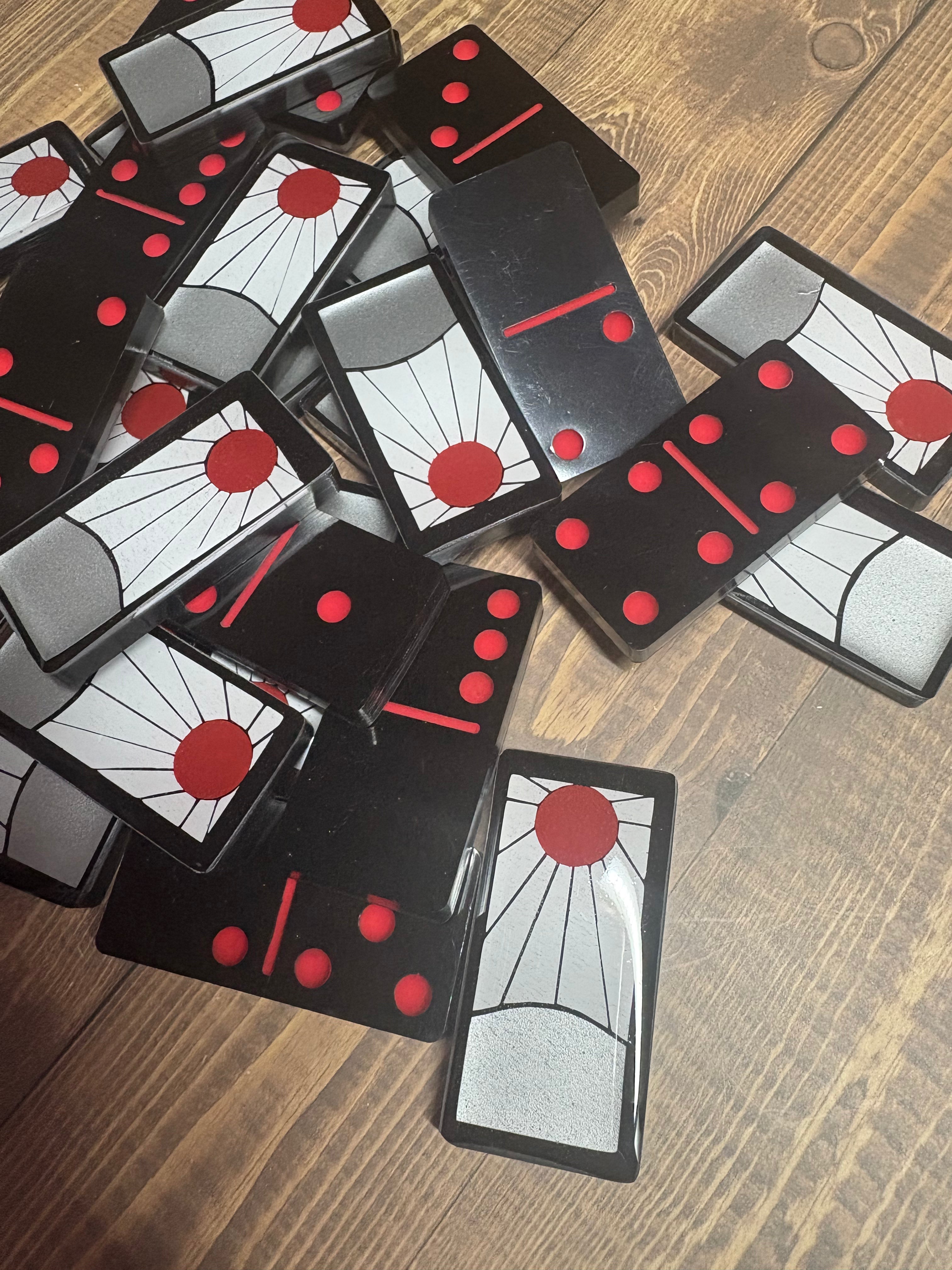 Black, White and red Hanafuda dominoes