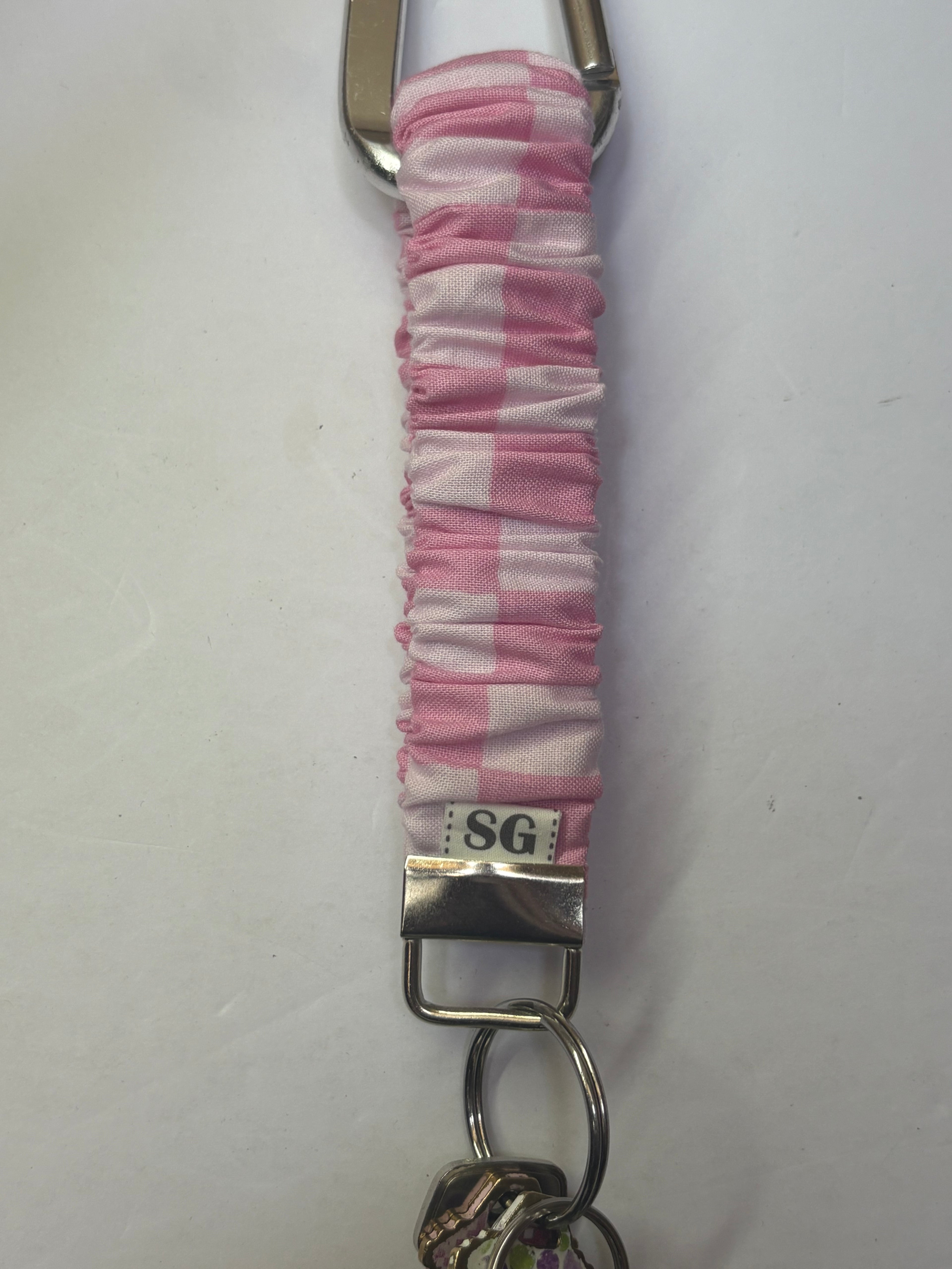 Pink & Pink checkered scrunchie wristlet