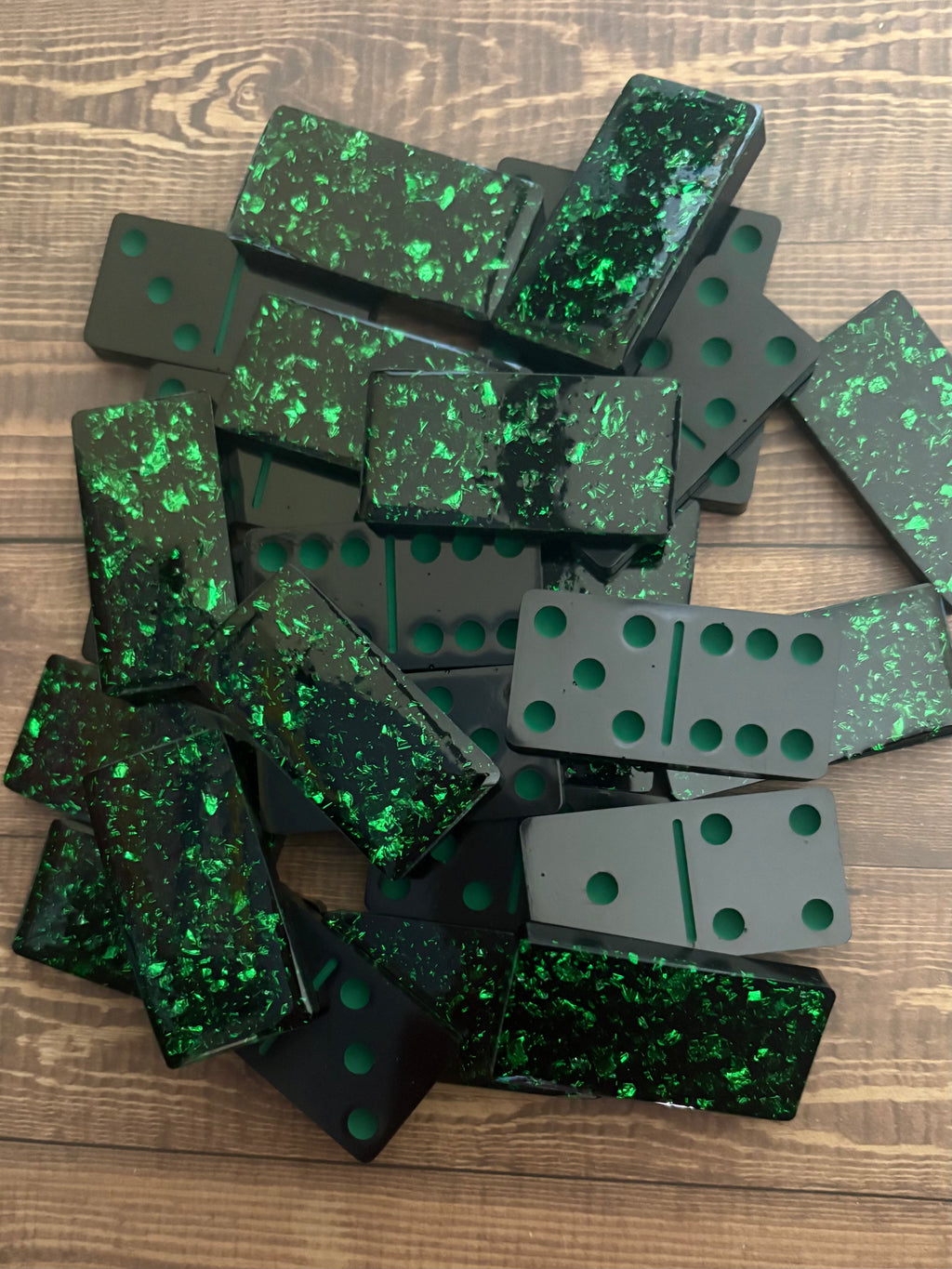 Pink, Gold, or Green handmade resin Dominoes.