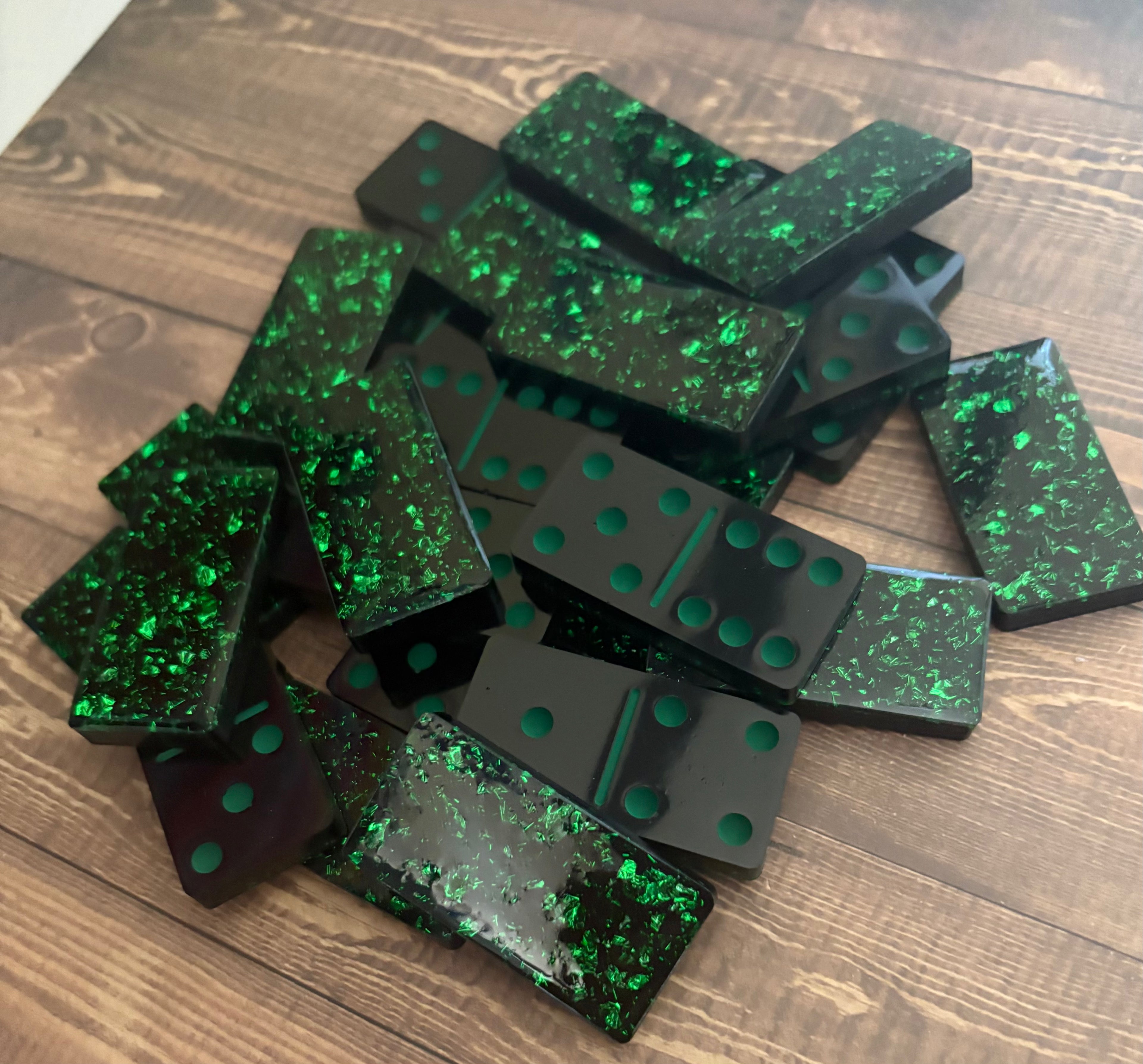 Pink, Gold, or Green handmade resin Dominoes.