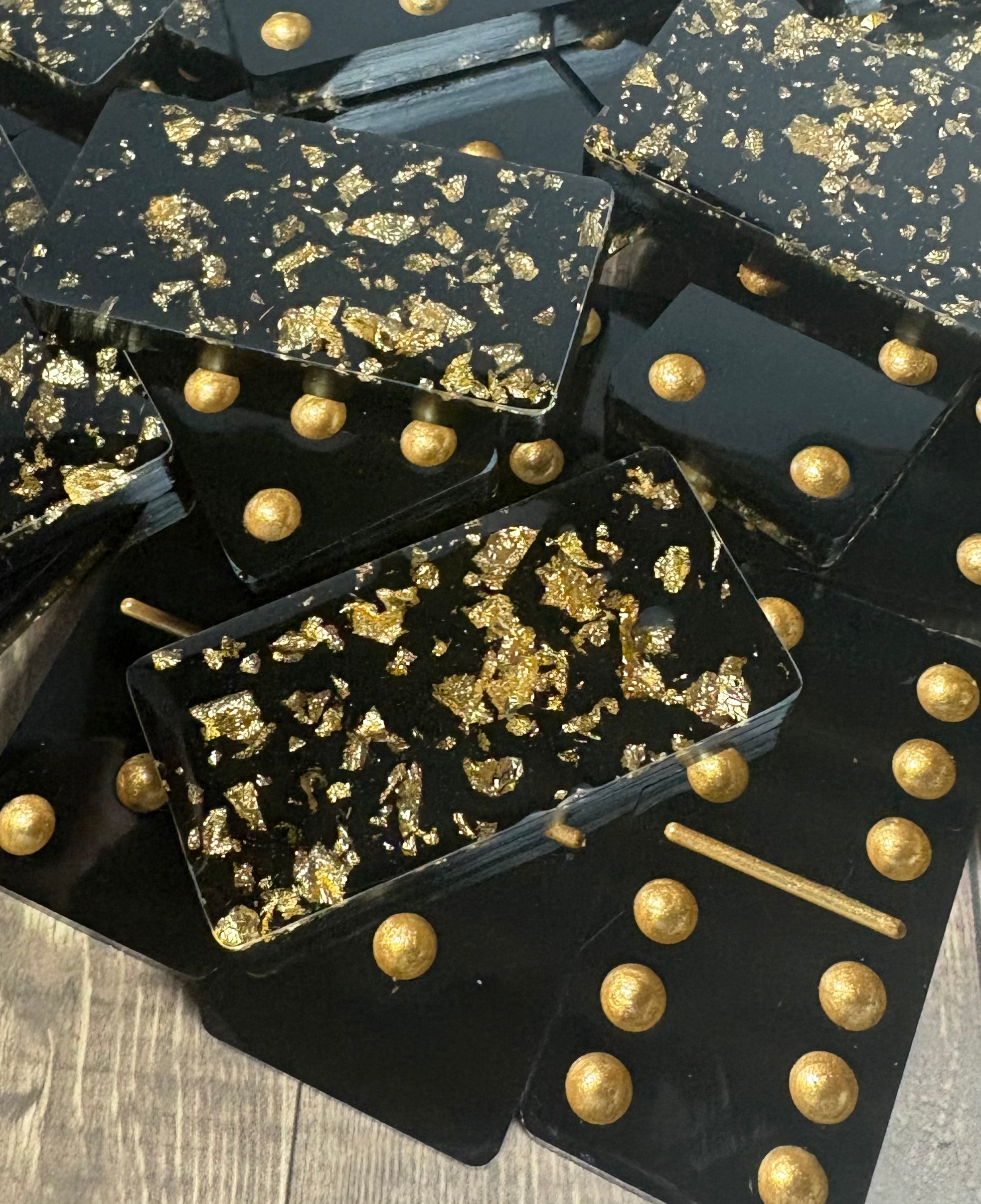 Pink, Gold, or Green handmade resin Dominoes.