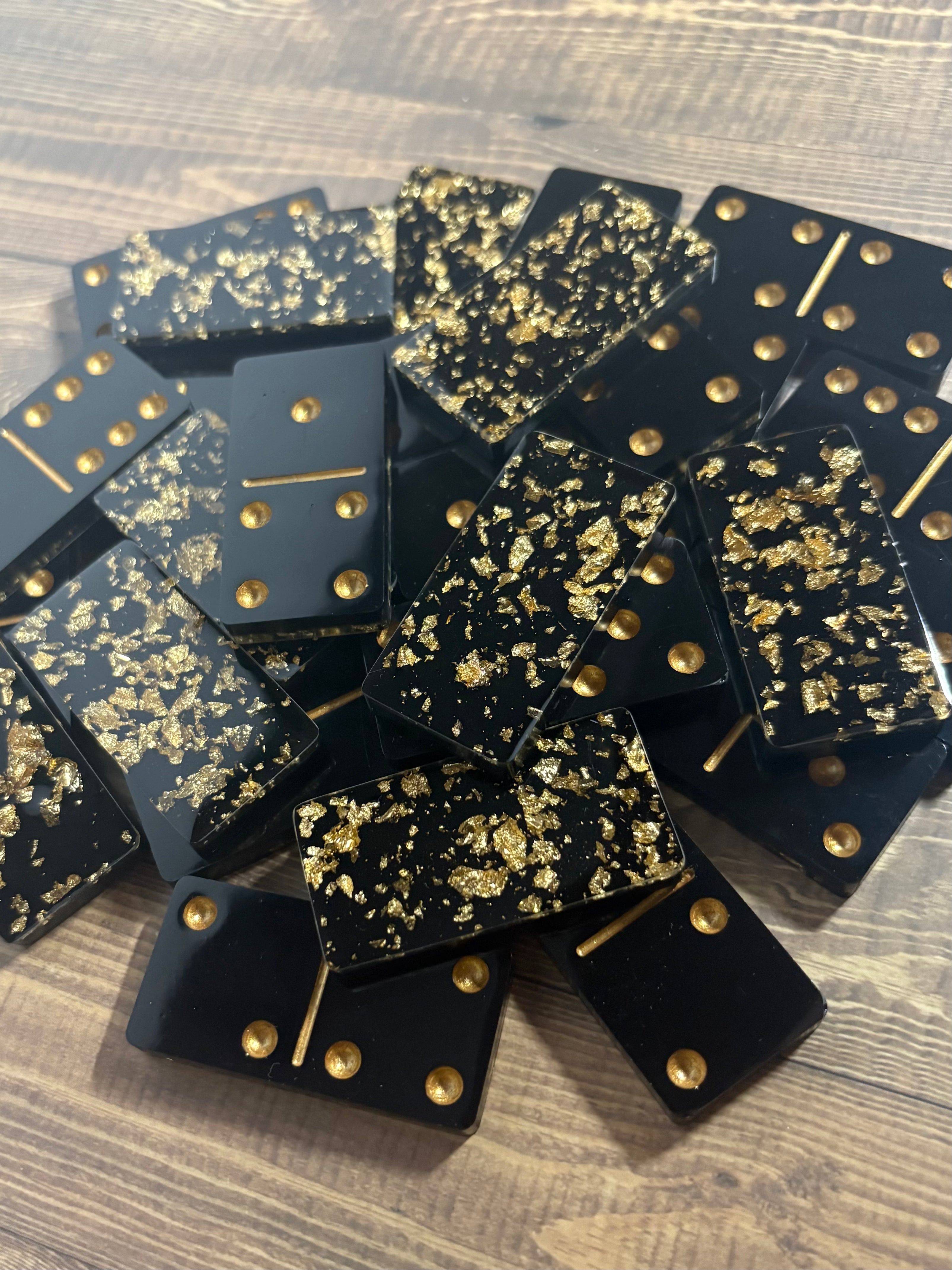 Pink, Gold, or Green handmade resin Dominoes.