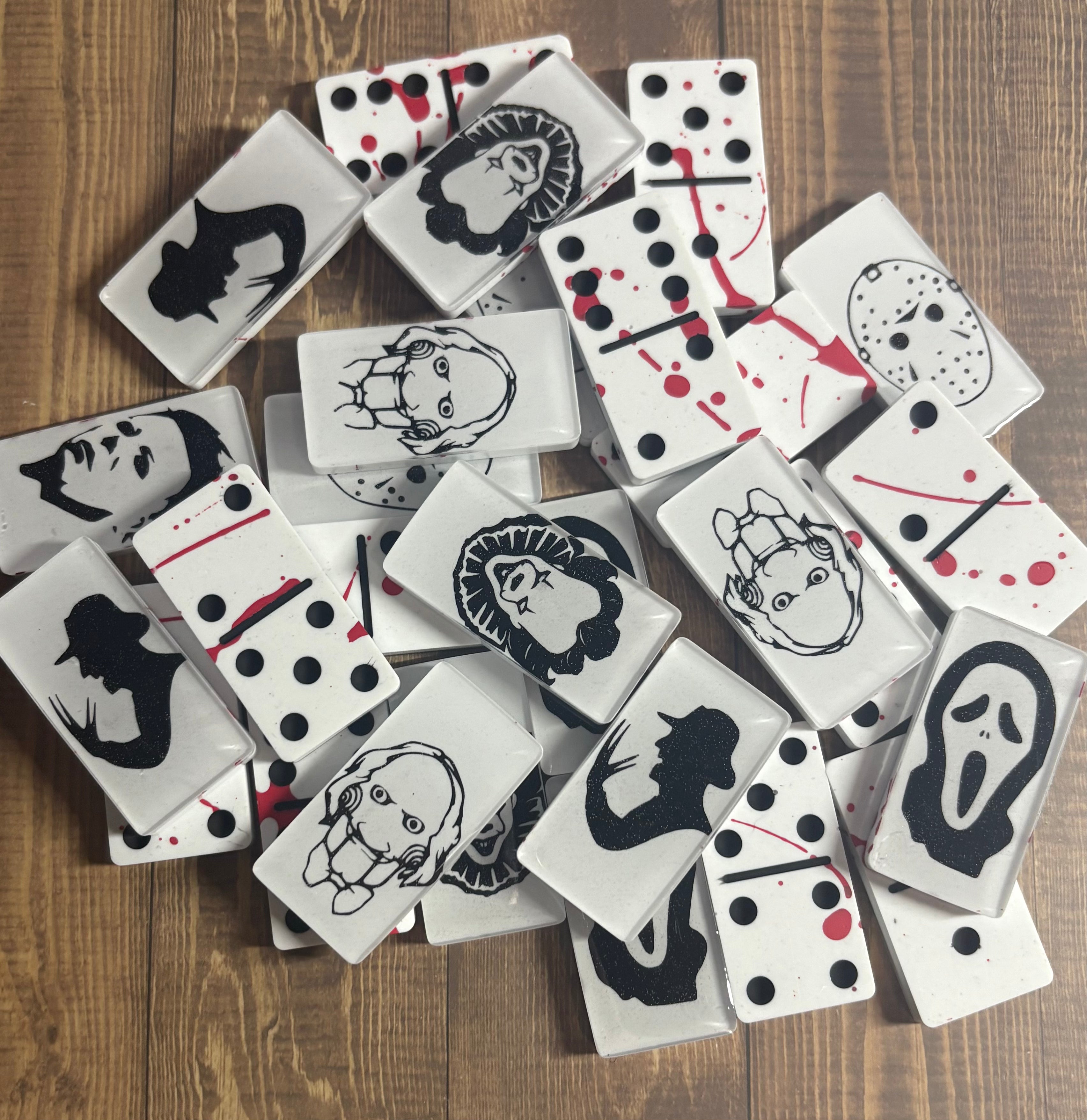Black, White, and Red Horror movie-themed dominoes
