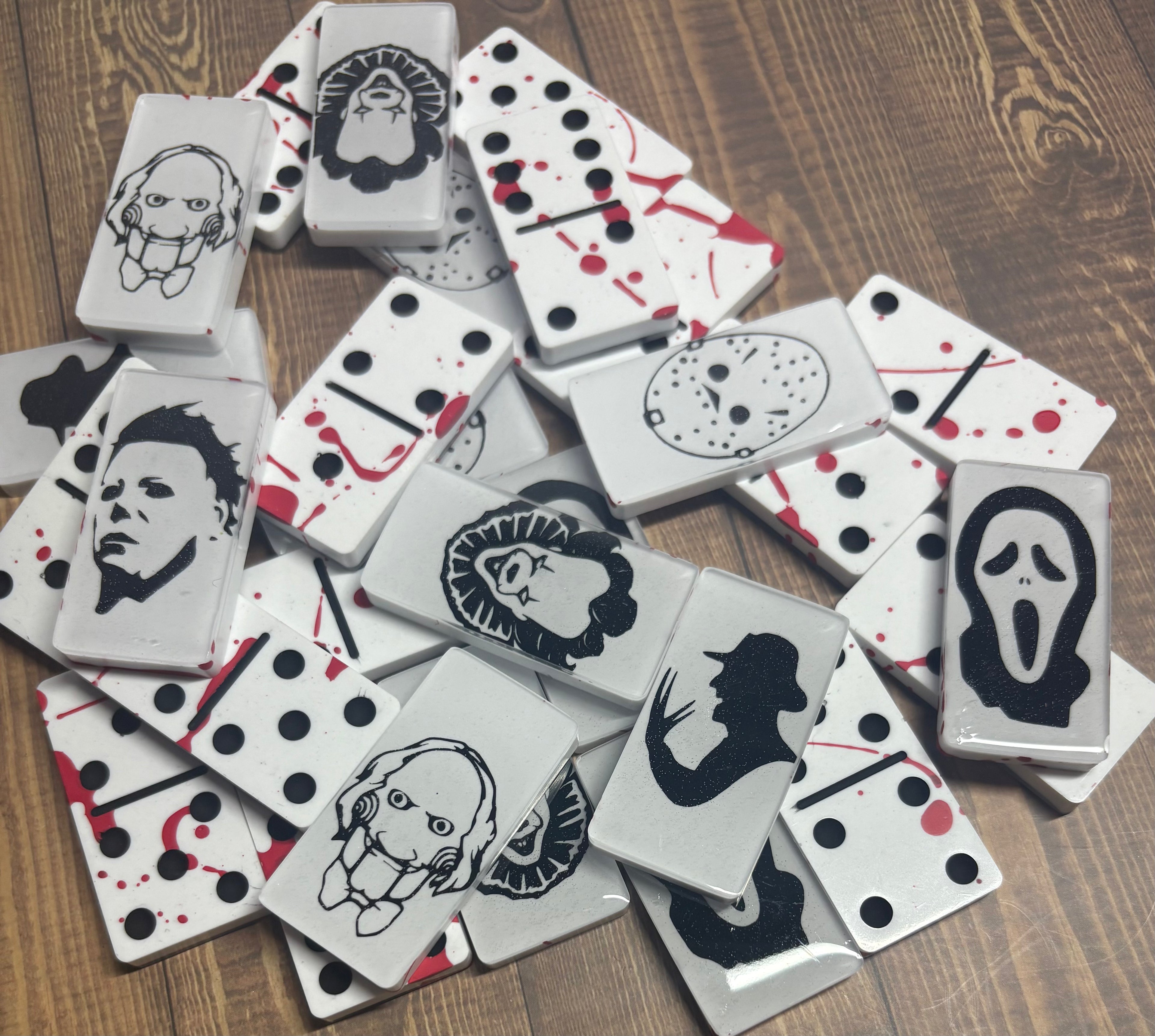Black, White, and Red Horror movie-themed dominoes