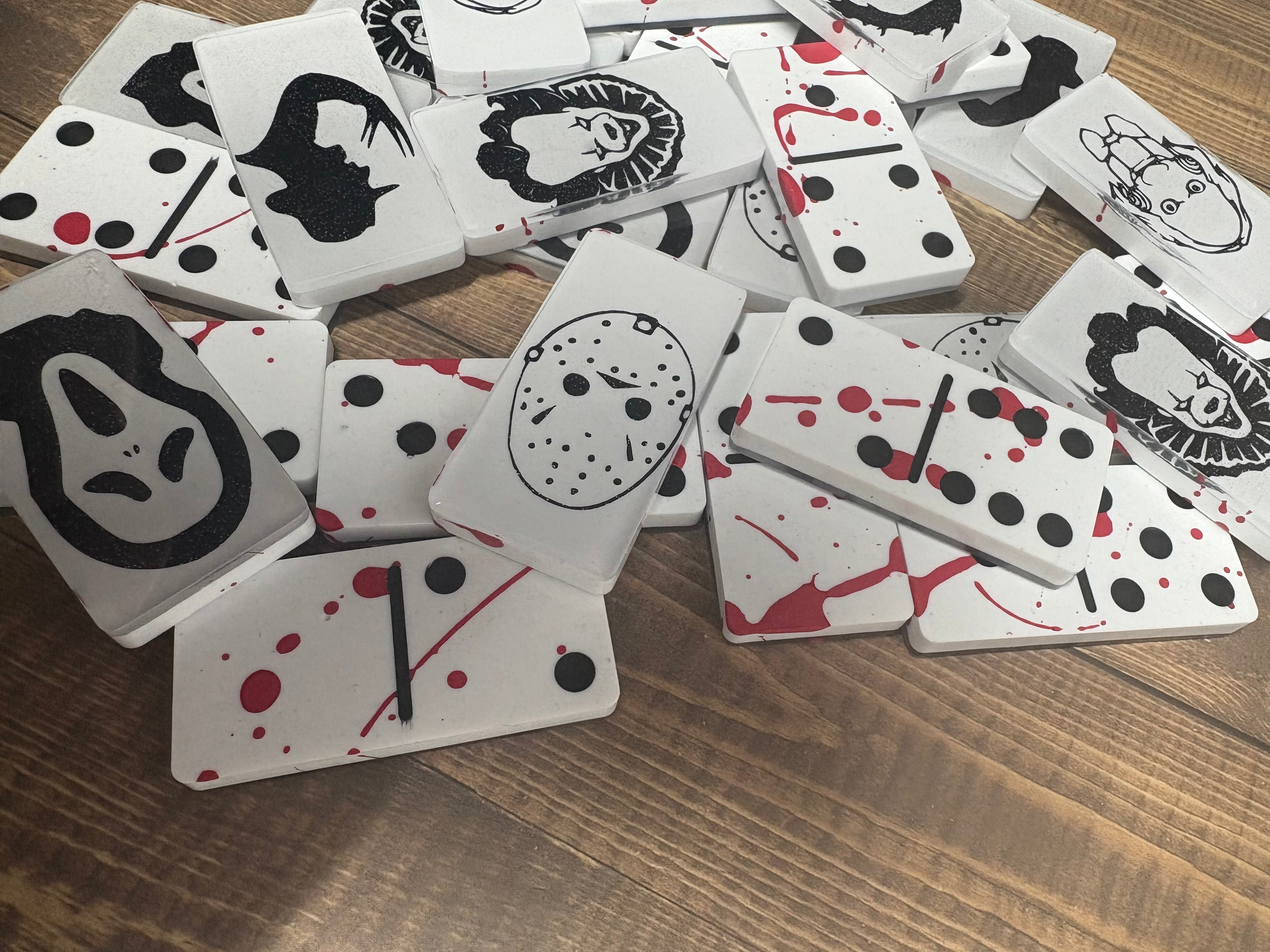 Black, White, and Red Horror movie-themed dominoes