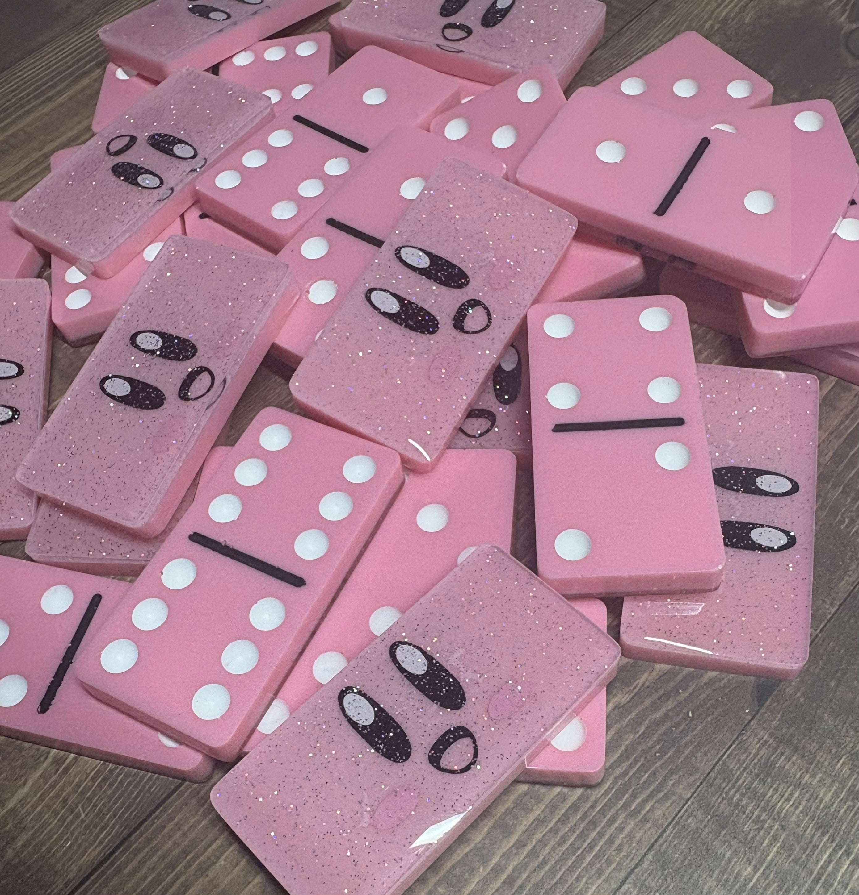 Pink, Black, and White Kirby dominoes