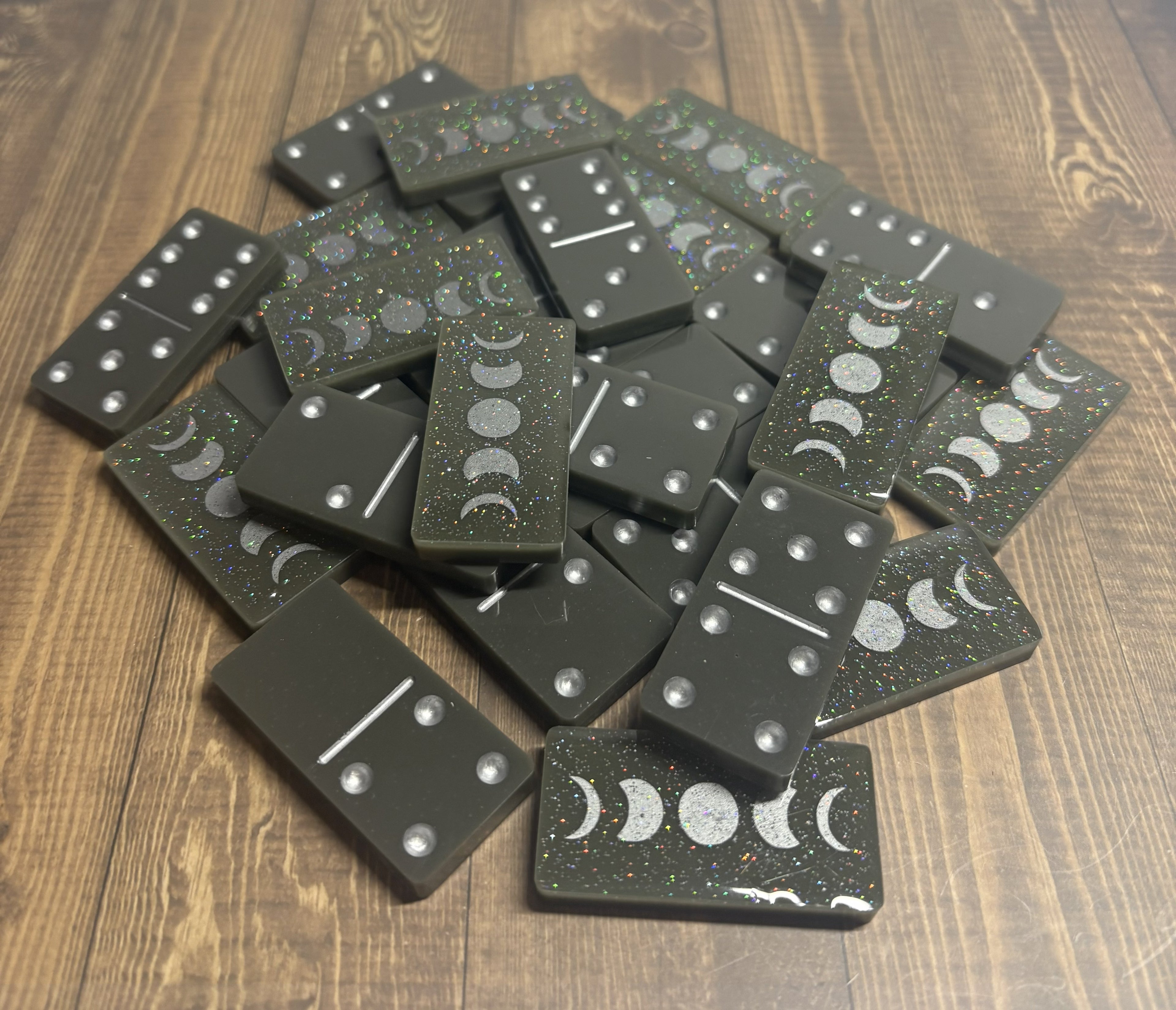 Gray & Silver Moon Phase Dominoes