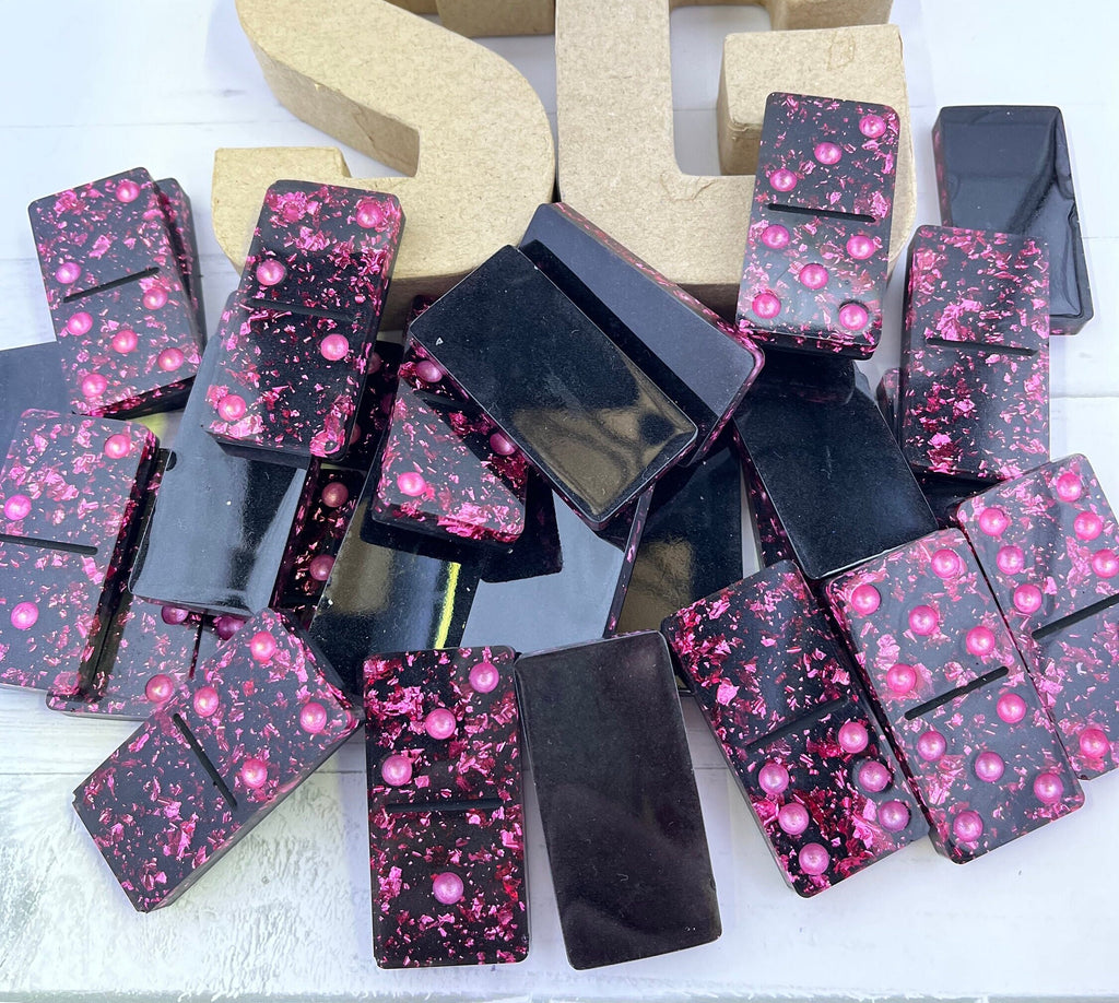 Pink, Gold, or Green handmade resin Dominoes.