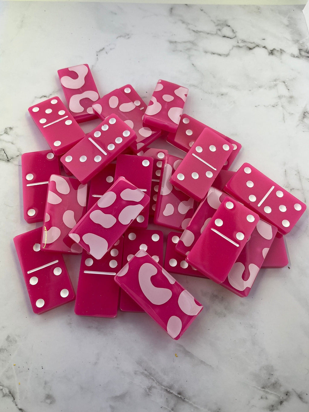 Pink and white leopard handmade resin Dominoes