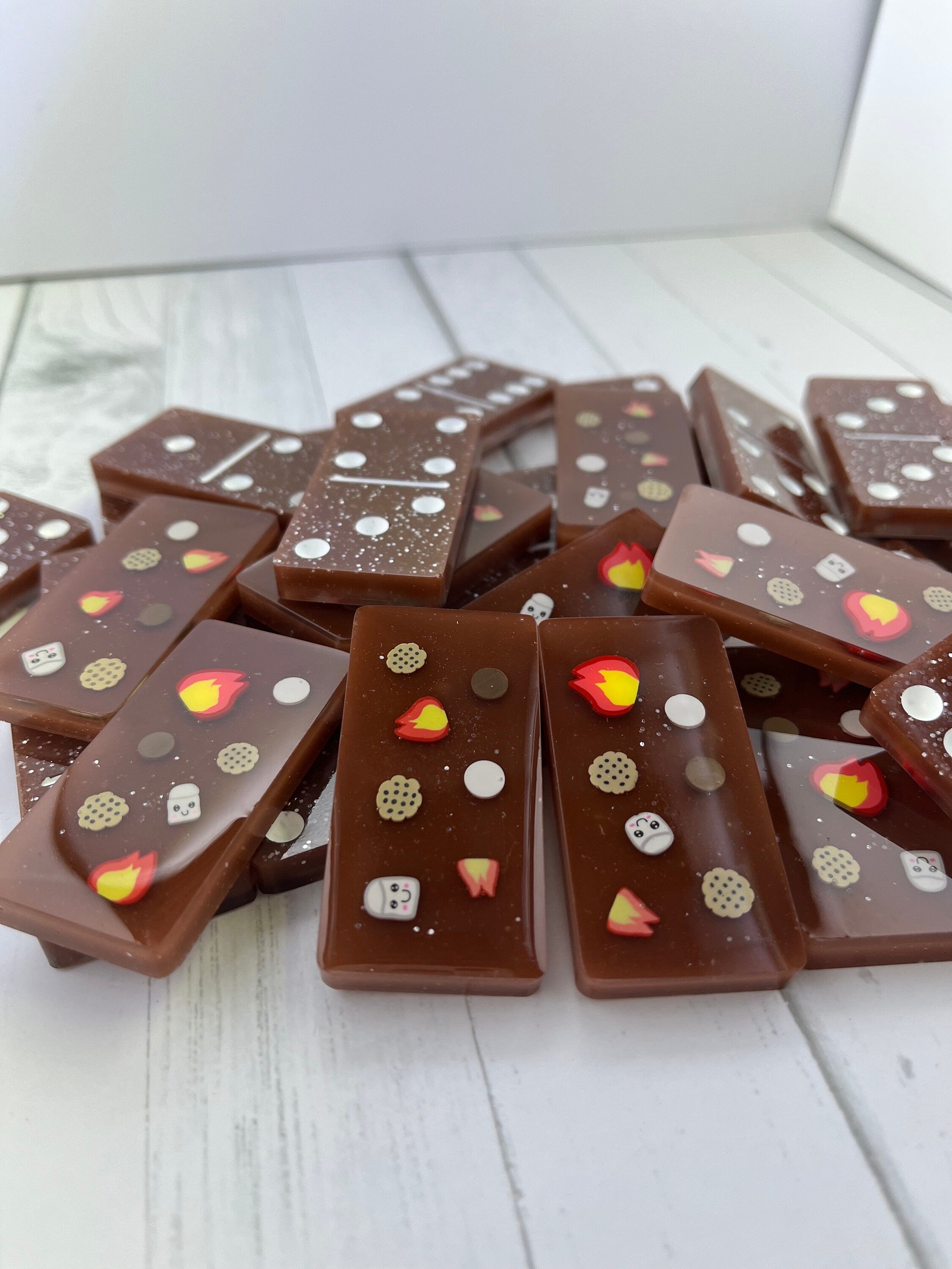 Smore's Camping handmade resin domino set