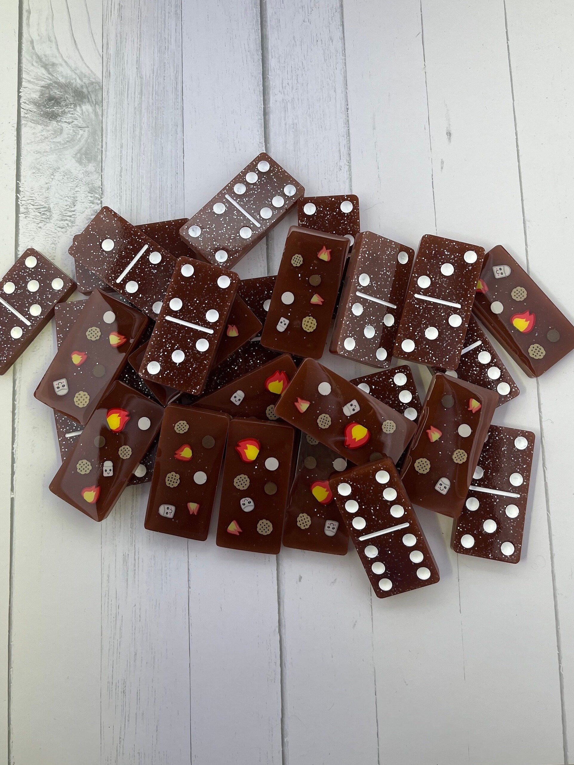 Smore's Camping handmade resin domino set