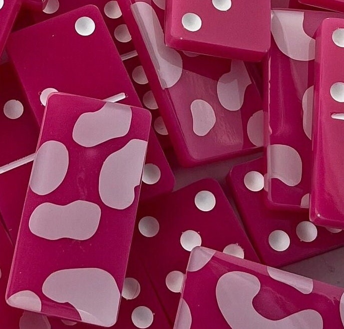 Pink and white leopard handmade resin Dominoes