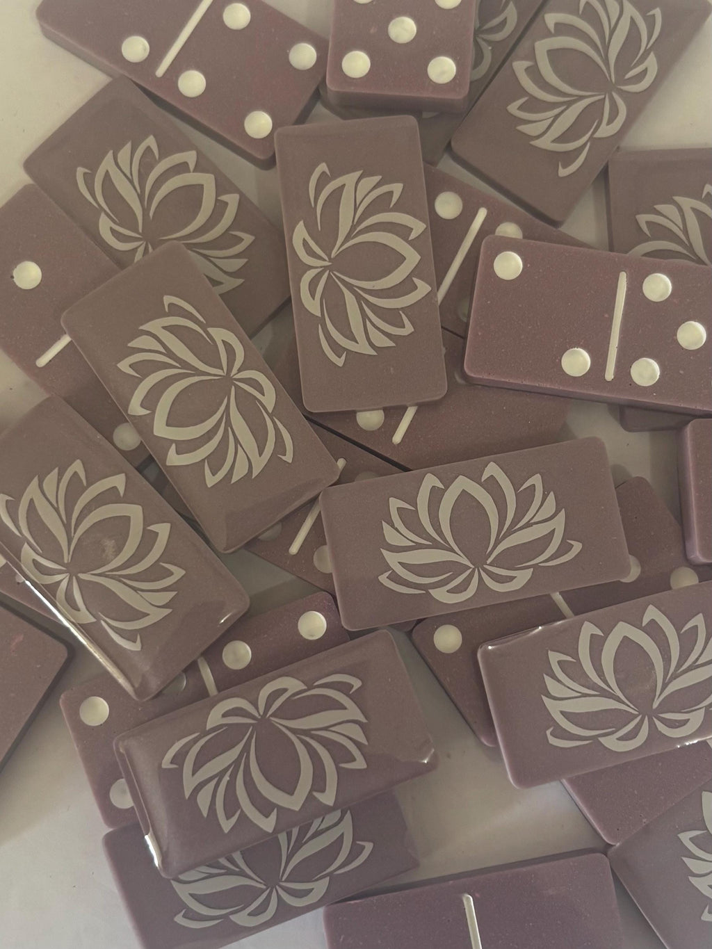 Purple and white lotus flower handmade resin Dominoes