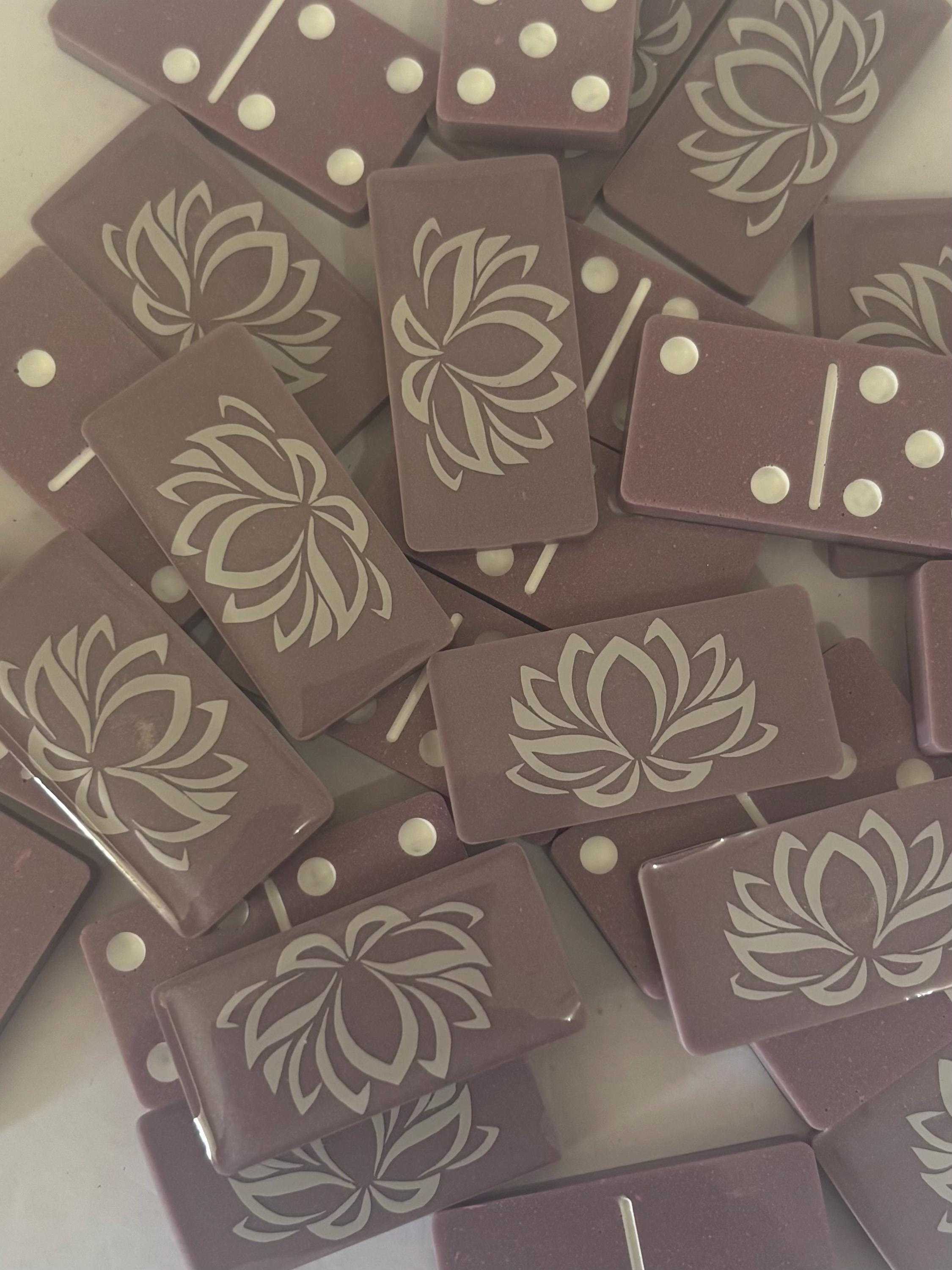 Purple and white lotus flower handmade resin Dominoes