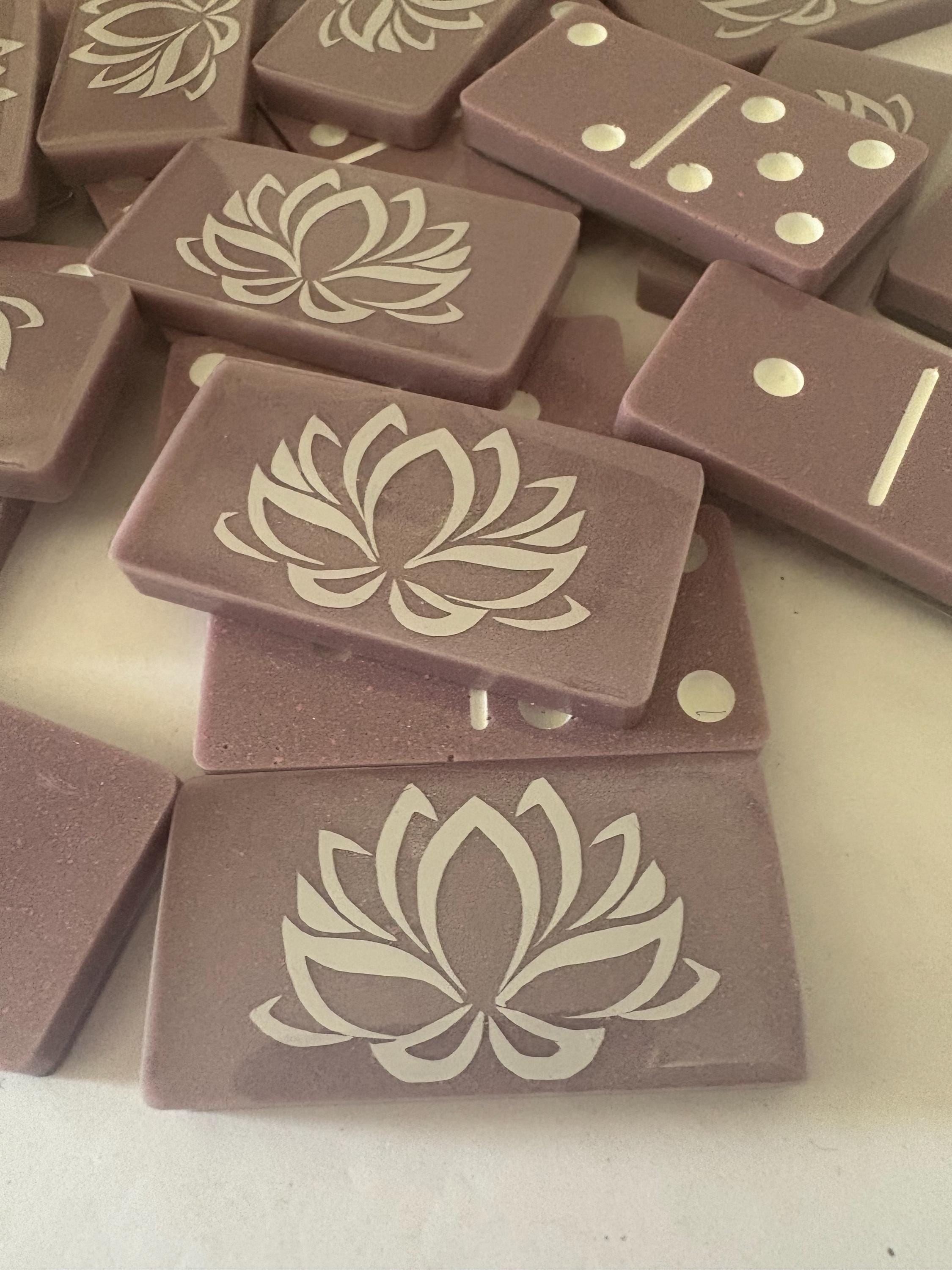 Purple and white lotus flower handmade resin Dominoes