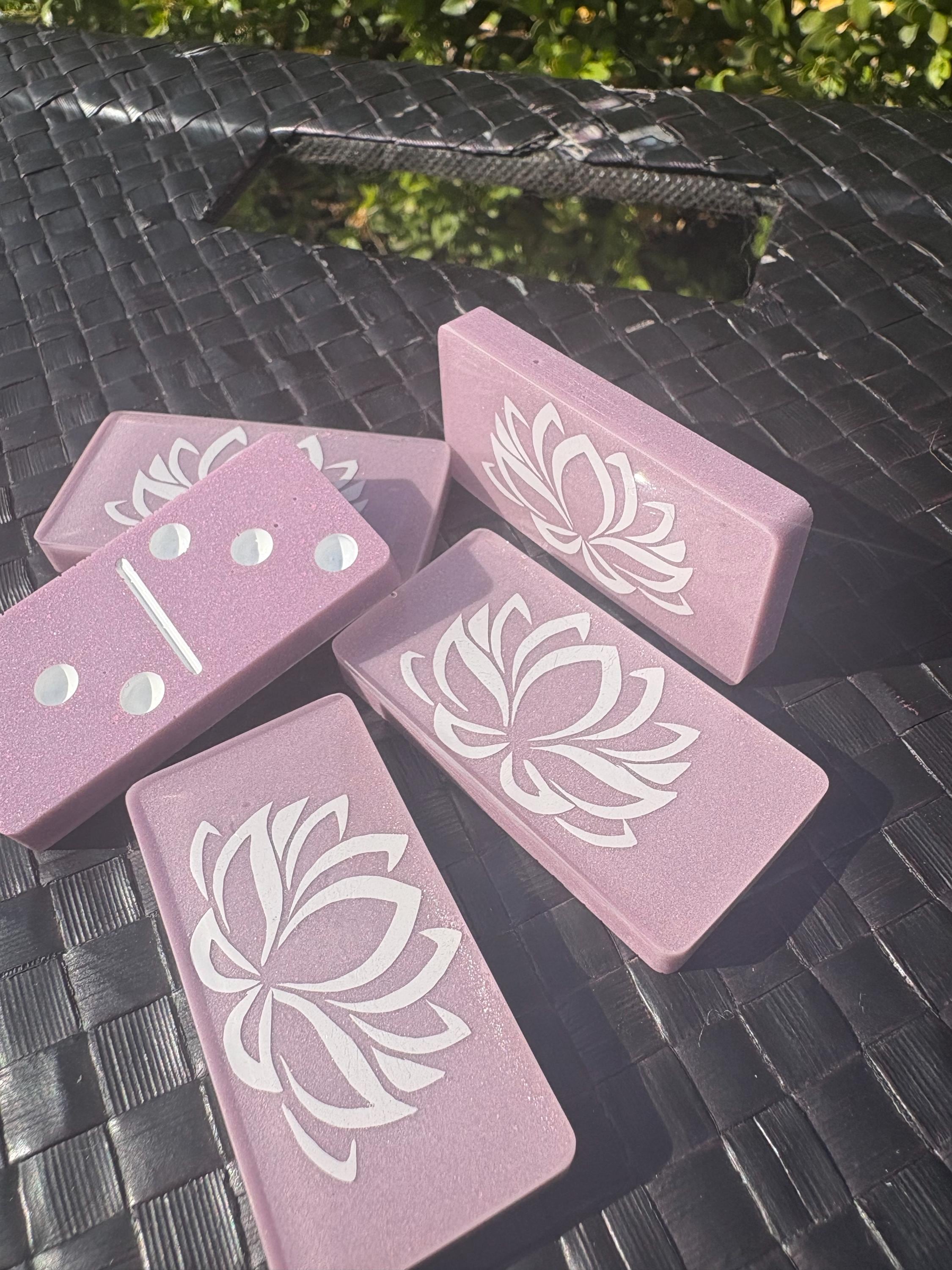 Purple and white lotus flower handmade resin Dominoes